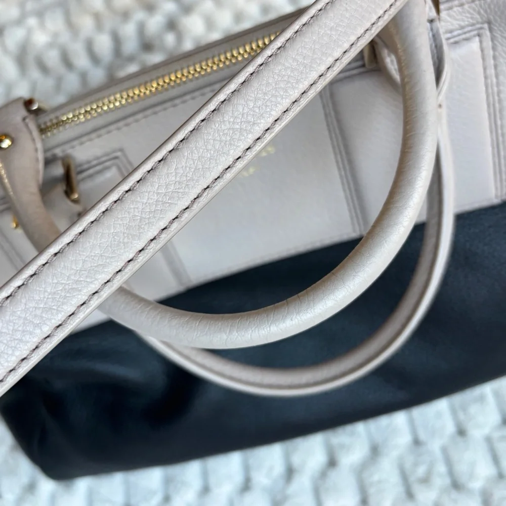 Price Drop** Kate Spade NY Black Taupe Colorblock Pebbled Leather Satchel